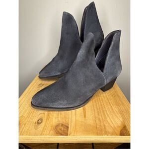 Free People Women's Charm Double V Block Heel Pointed Ankle Booties Blue Size 10